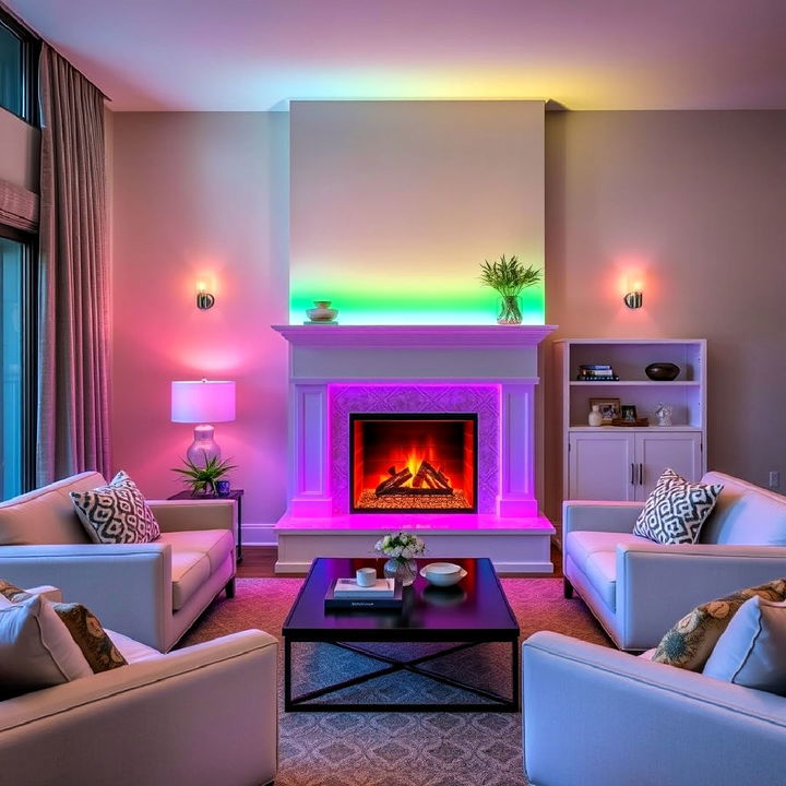 color changing smart lighting for fireplace