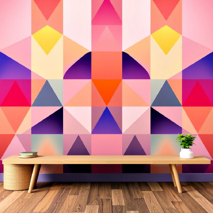 color gradient geometric patterns wall for a fading effect