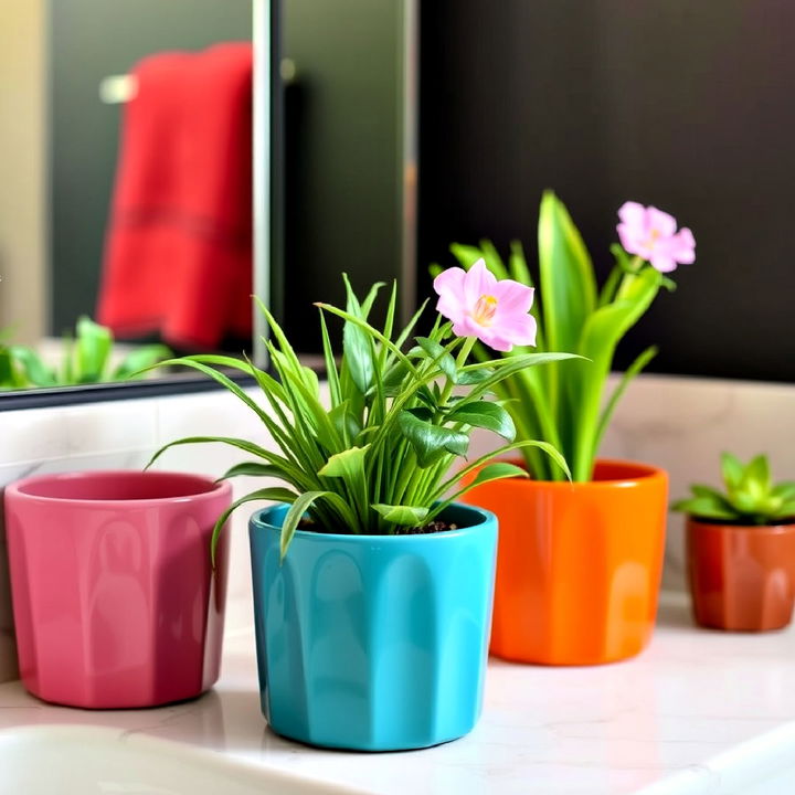 colorful bathroom plant holders