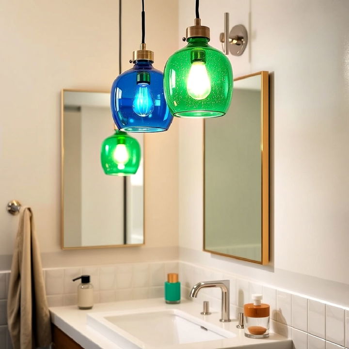 colorful glass pendants for bathroom