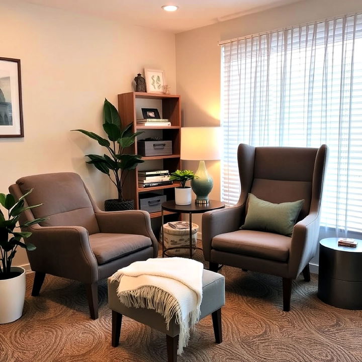 comfortable seating for a therapist room