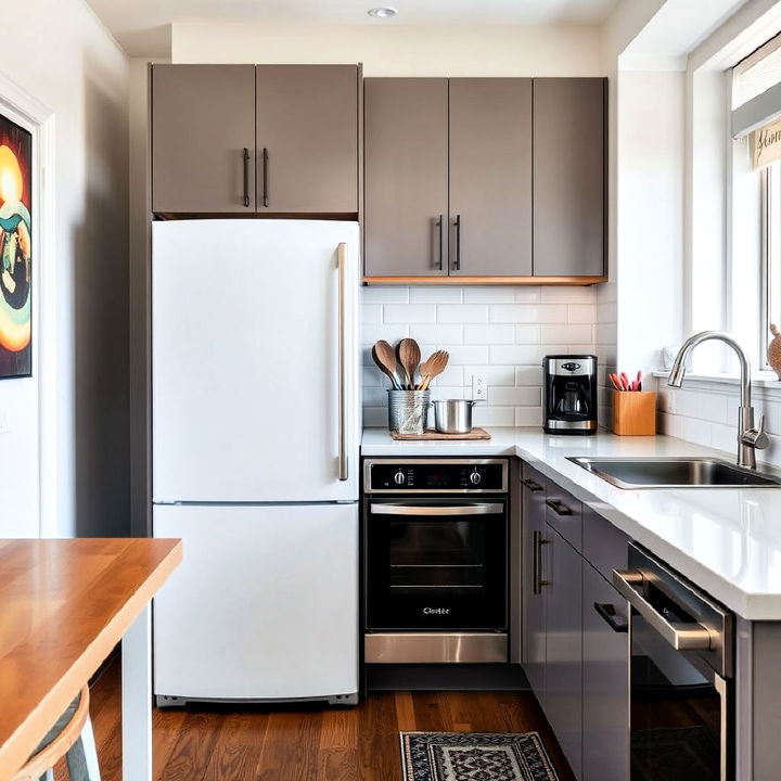 compact appliances in townhouse kitchen