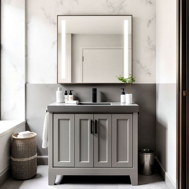 compact grey vanity for small spaces