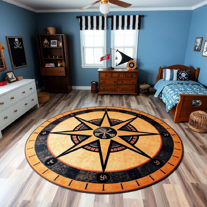 compass rose rug for pirate themed bedroom