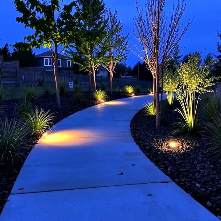 concrete floor with embedded lighting