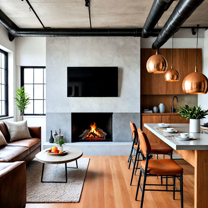 concrete like industrial chic quartz surround