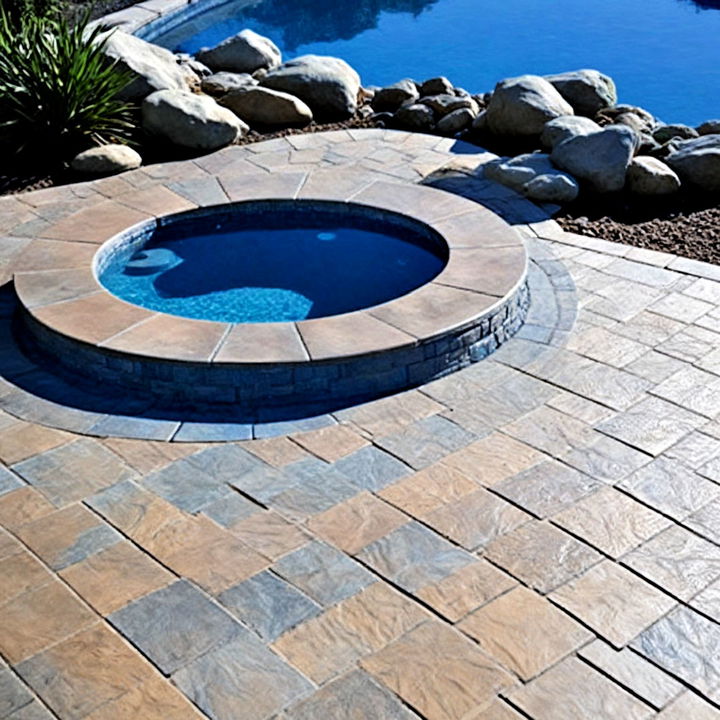 concrete stamping pavers around pool