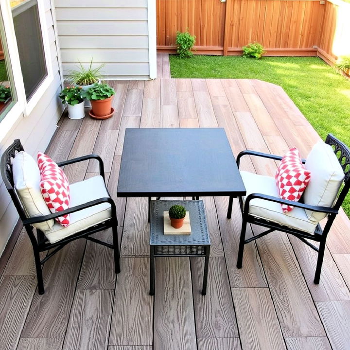 concrete wood planks patio flooring