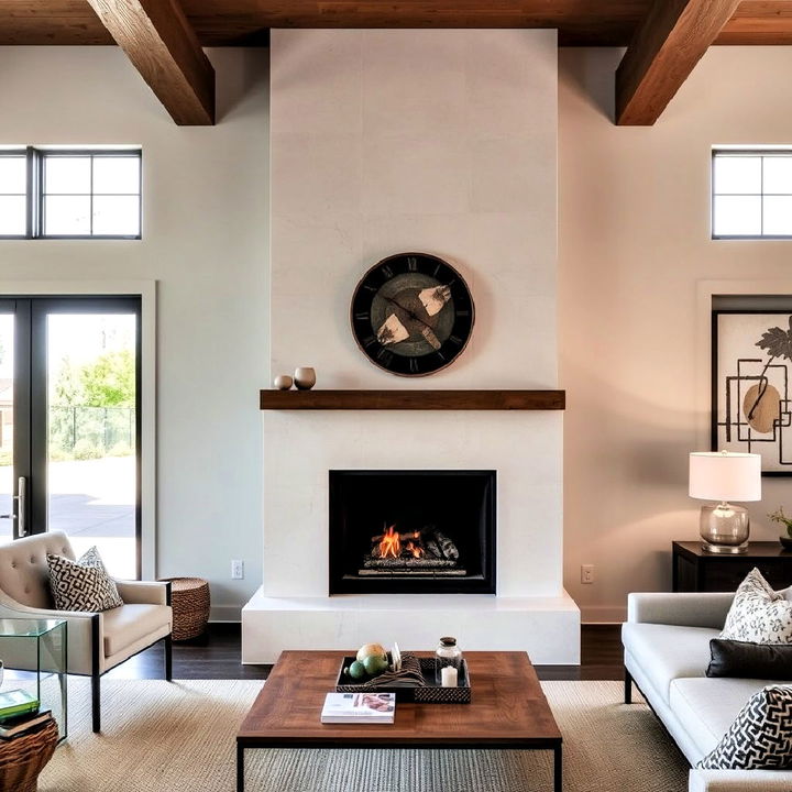 contemporary fireplace with steel frame