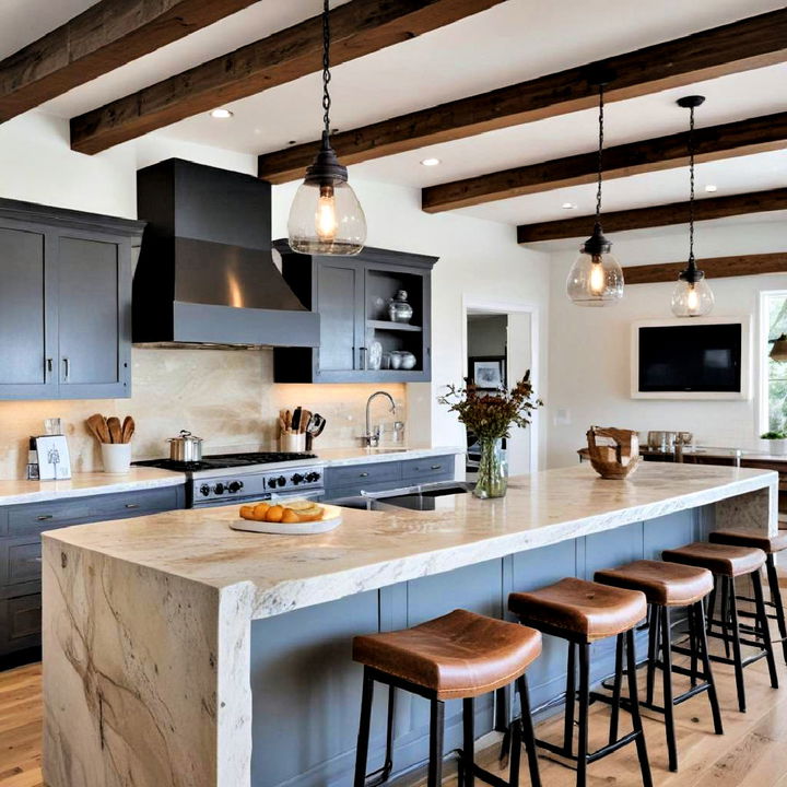 contemporary kitchen with rustic accents