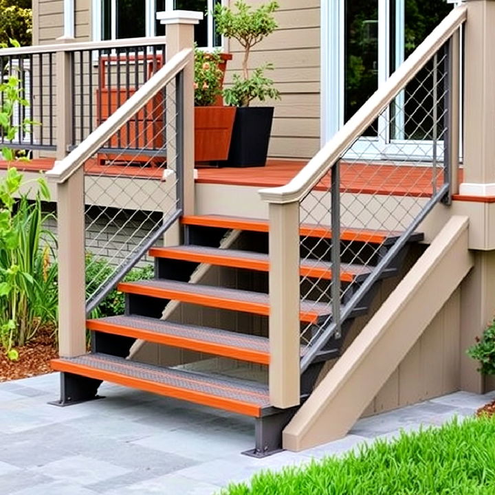 contemporary metal steps for deck