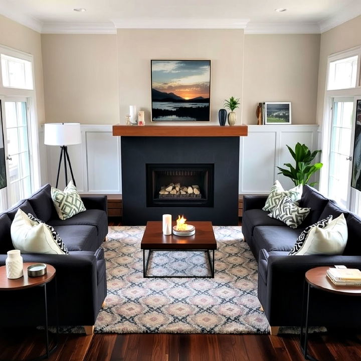 contemporary sectional surround fireplace