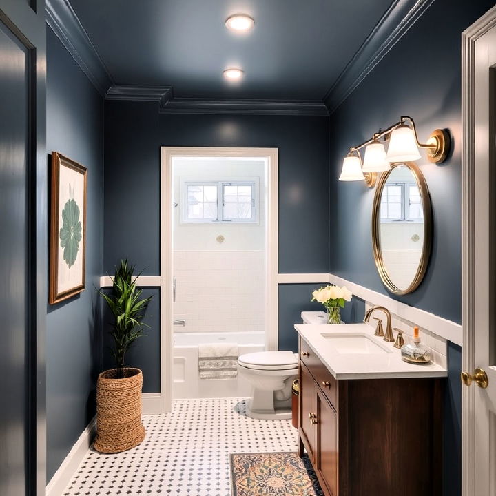 contrasting color paint hallway bathroom ceiling