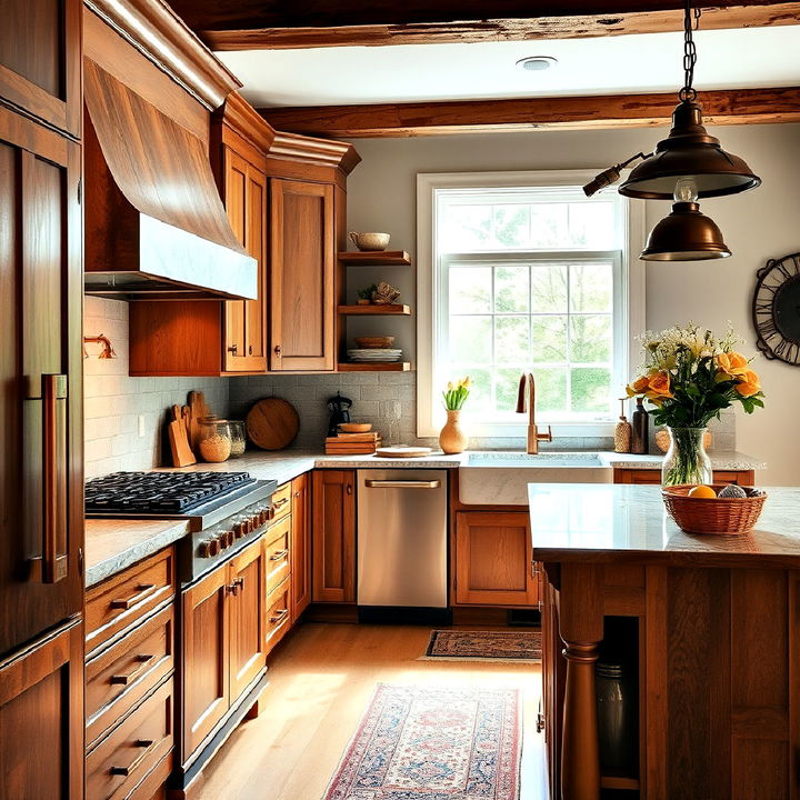 copper hardware earthy kitchen