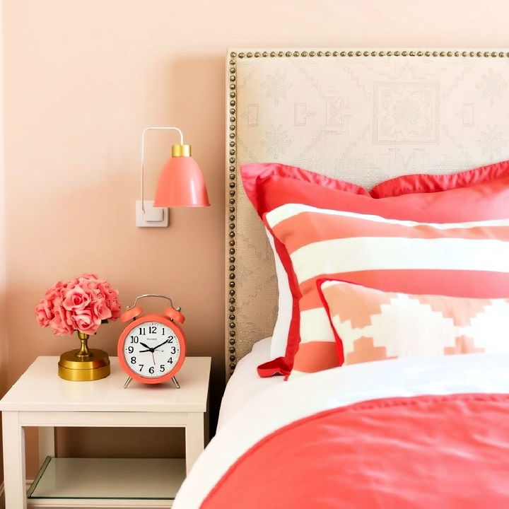 coral bedside accessories for bedroom