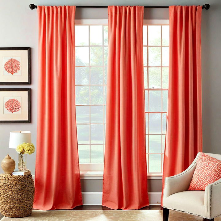 coral curtains for bedroom