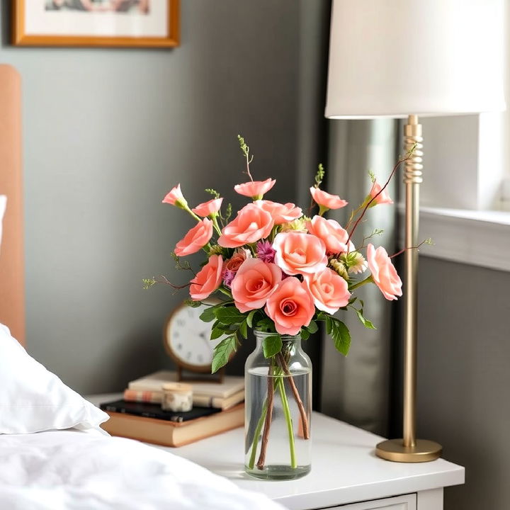 coral floral arrangements for bedroom