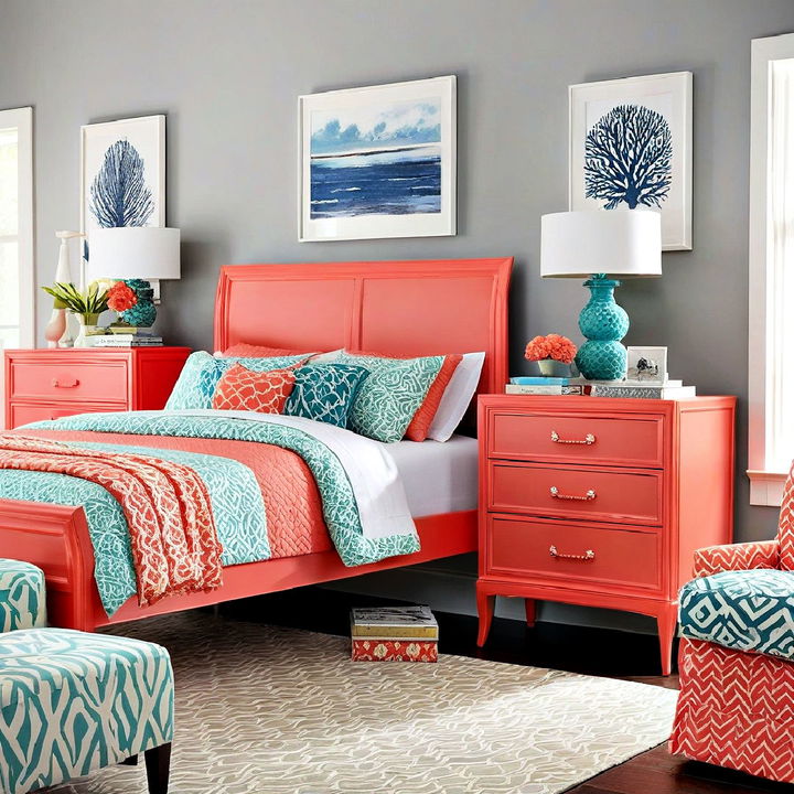 coral furniture accents for bedroom