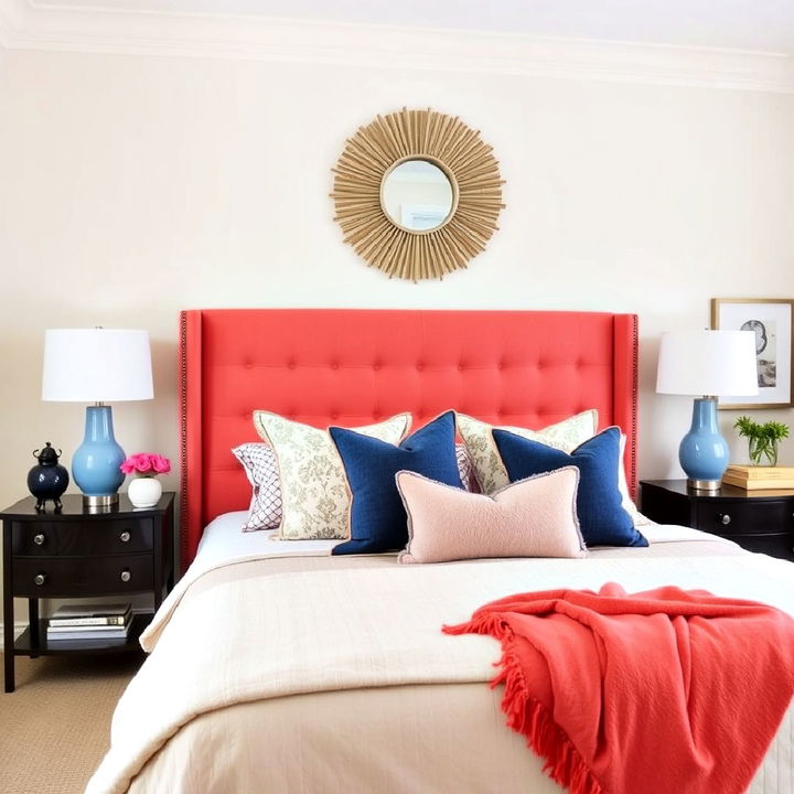 coral upholstered headboard