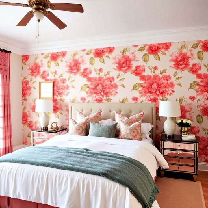 coral wallpaper for bedroom