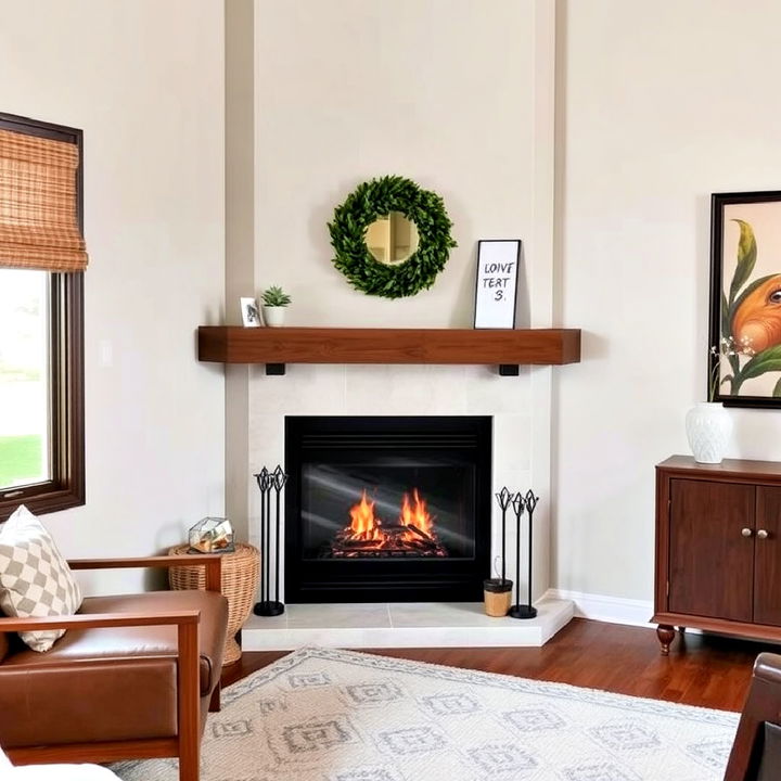 corner wood mantel