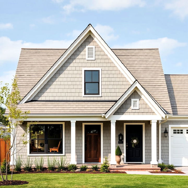 cottage with neutral wooden shingles