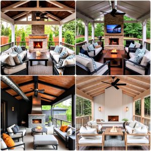 covered deck with fireplace ideas