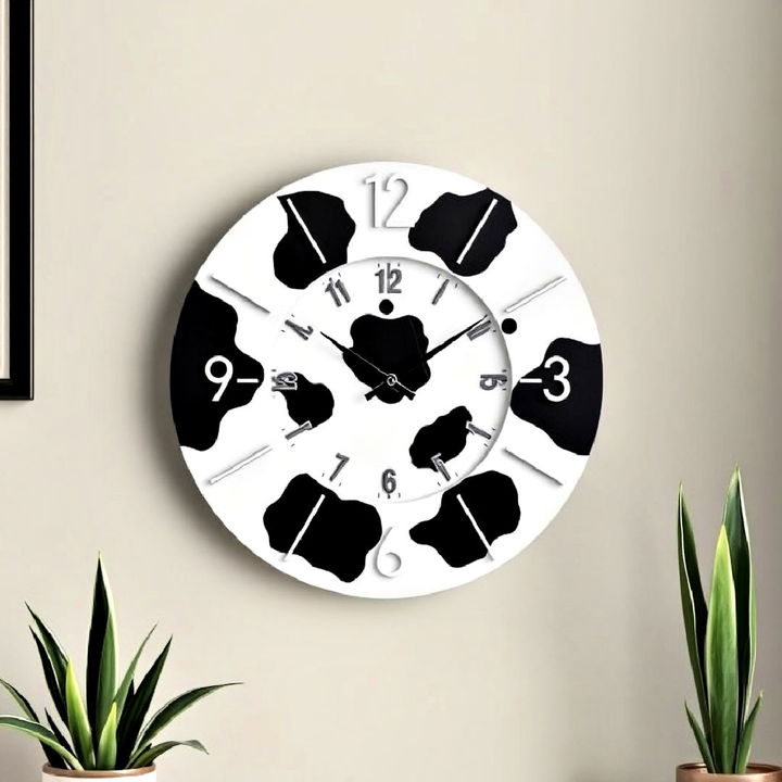 cow print wall clock for any room