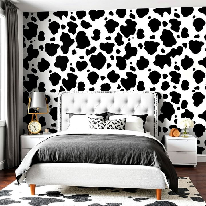 cow print wallpaper accent wall design