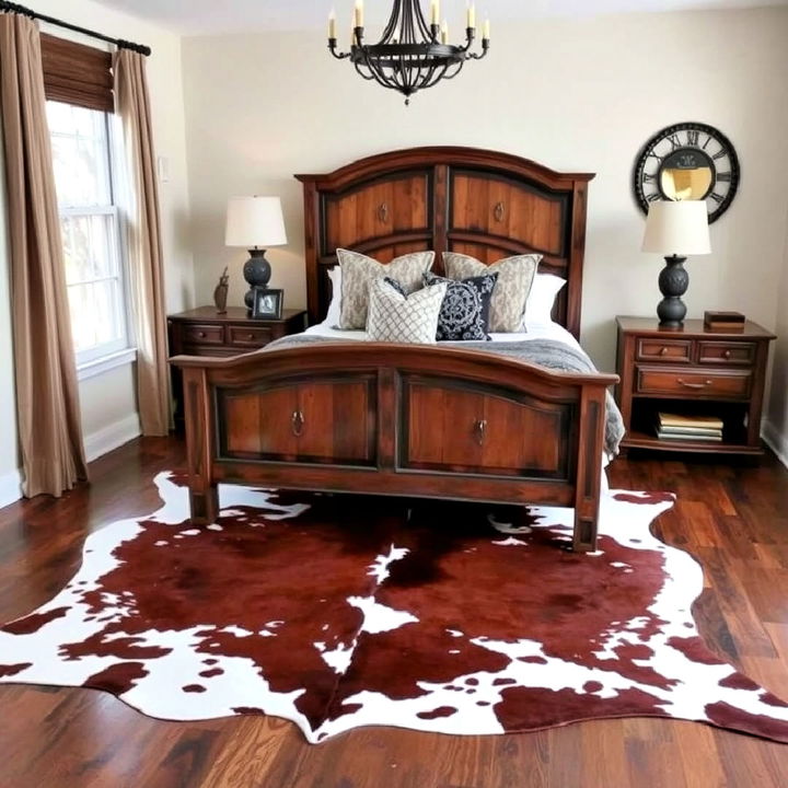 cowhide rug for cowboy room decor