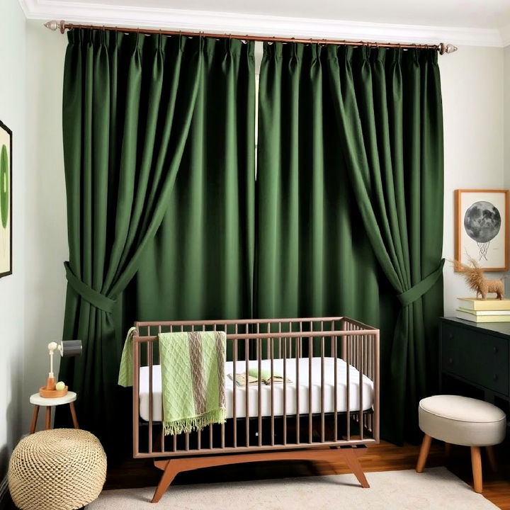 cozy and chic dark green nursery curtains