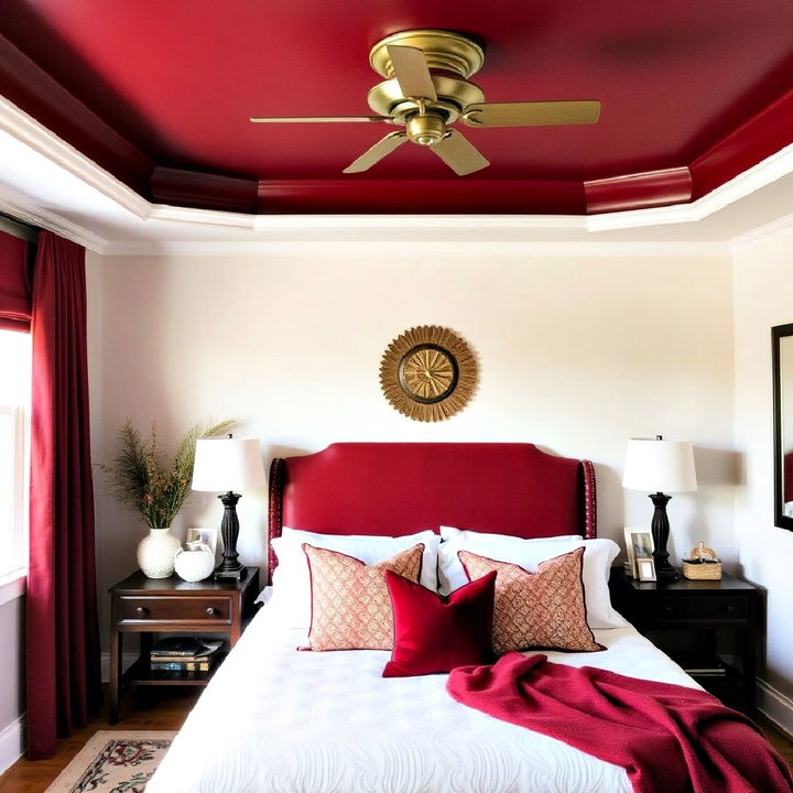 cozy bedroom ceiling burgundy