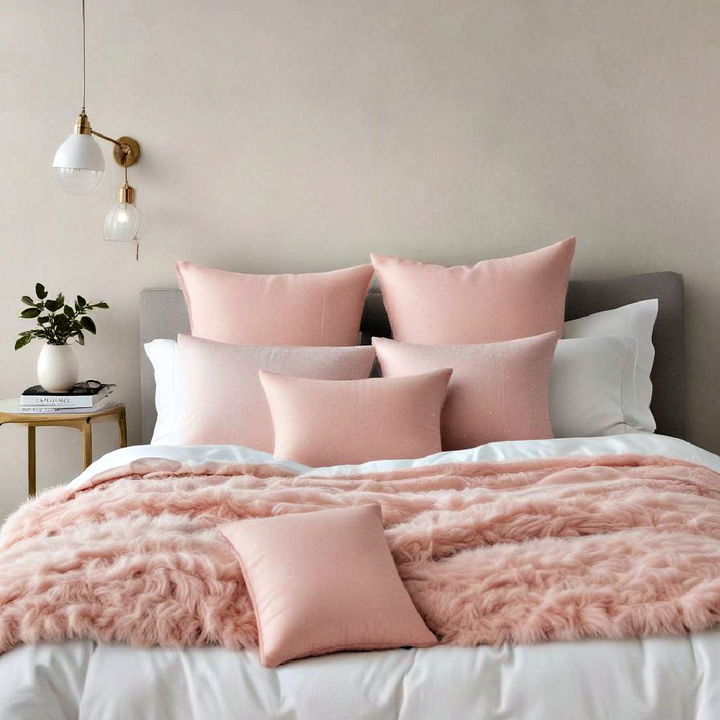 cozy blush pink throw pillows