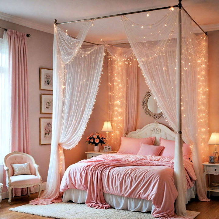 cozy canopy bed with flowing curtains