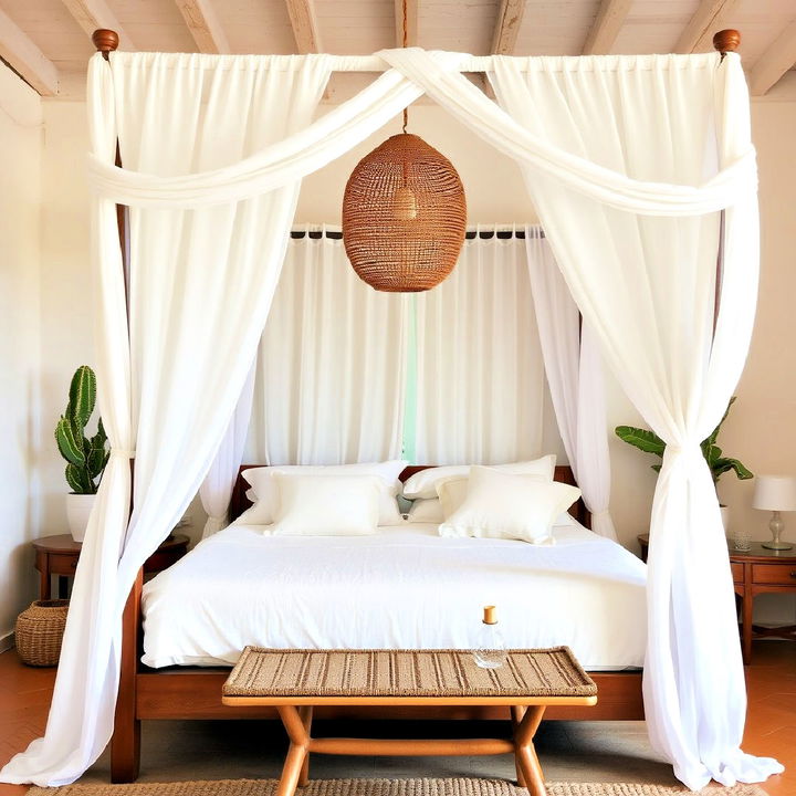 cozy canopy bed with flowing fabrics