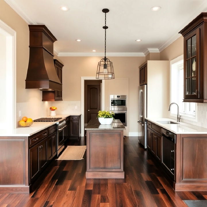 cozy dark wood floor with a neutral color palette