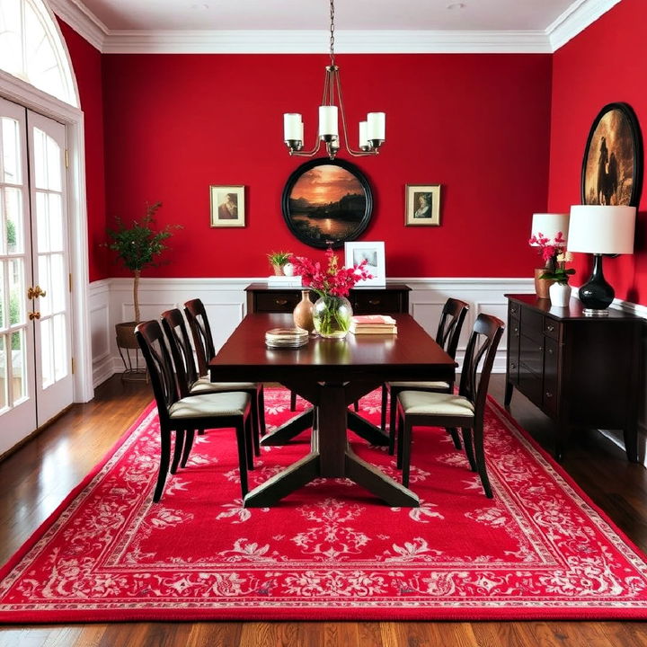 cozy deep red area rug