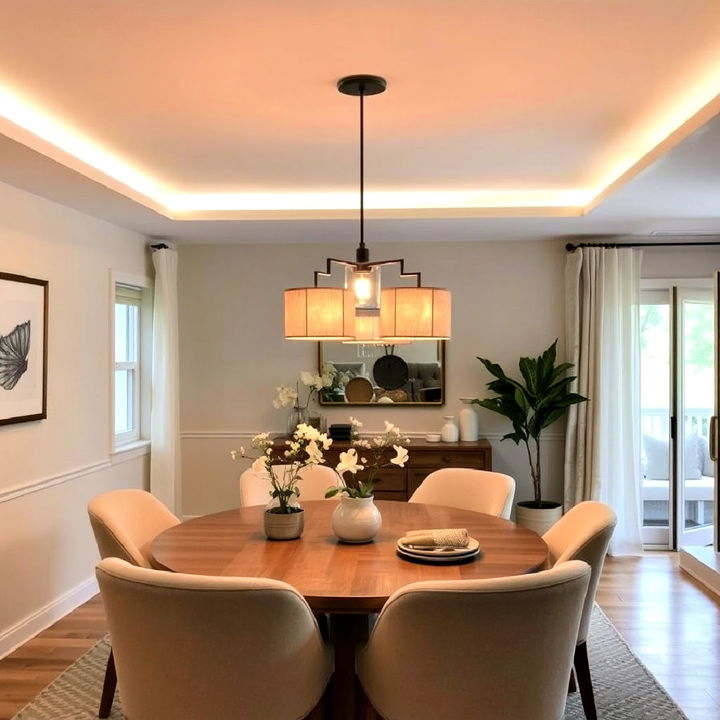 cozy dining space with soft ambient lighting