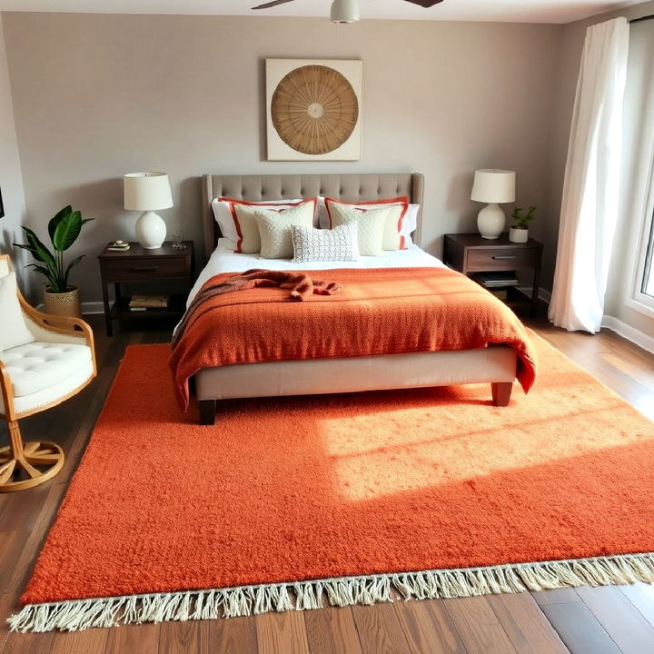 cozy layered rug for bedroom