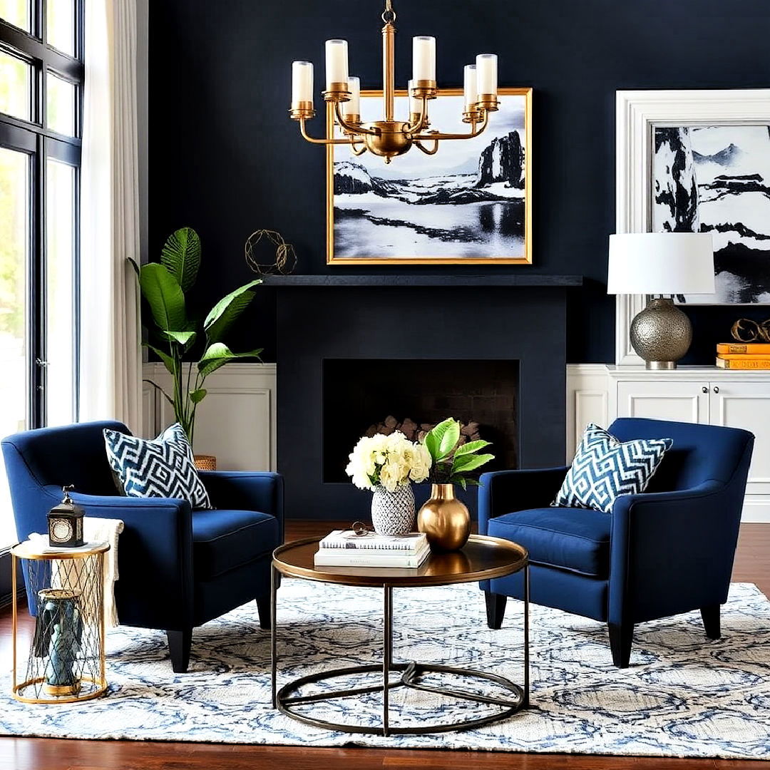 cozy navy statement chair for a bold accent