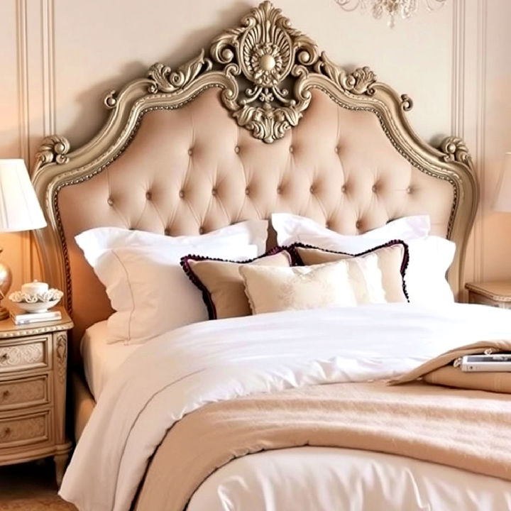 cozy ornate parisian style headboard