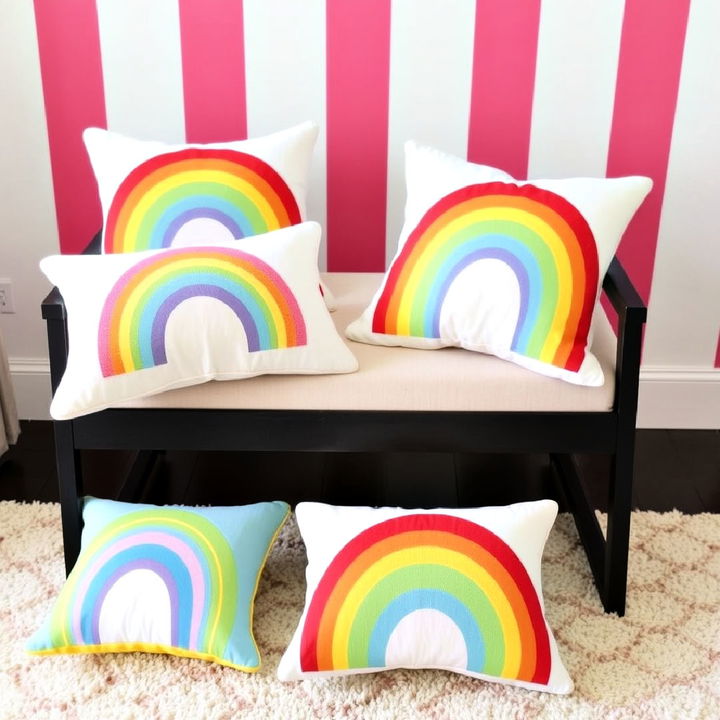 cozy rainbow throw pillows