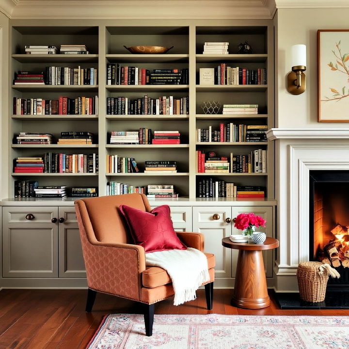 cozy reading nook fireplace built in