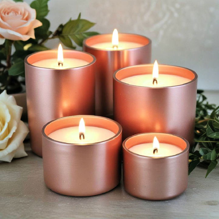 cozy rose gold candles