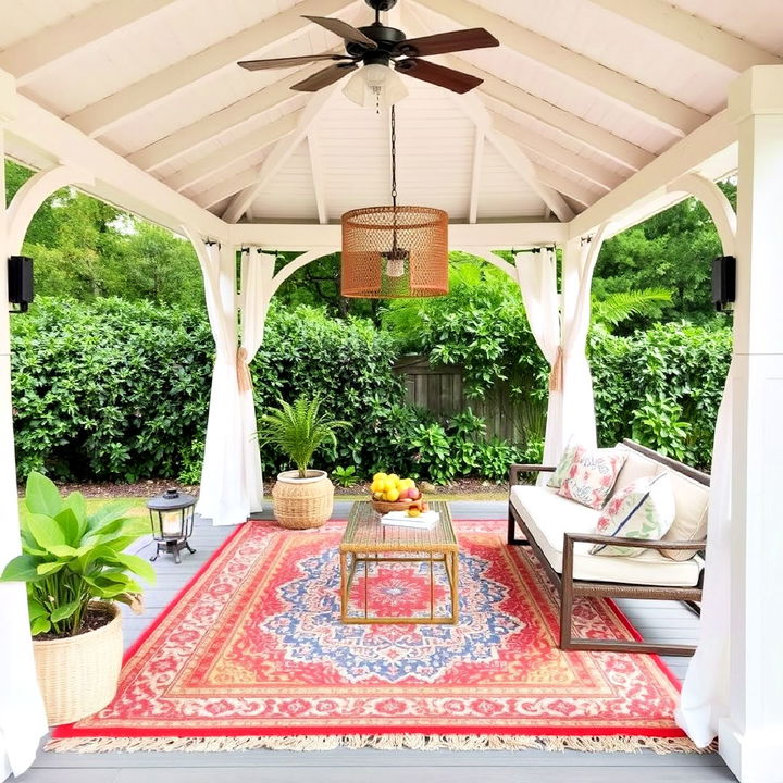 cozy rug to add comfort to a gazebo