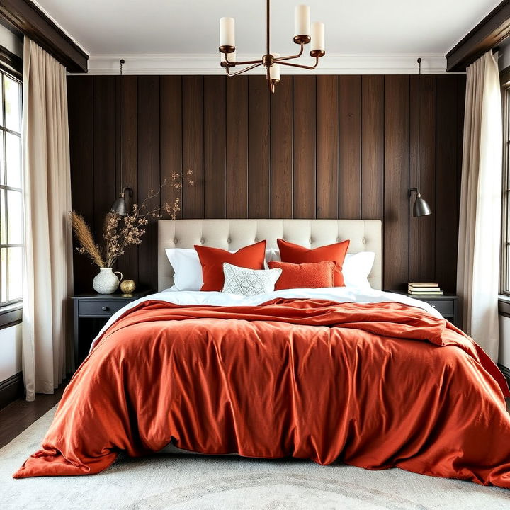 cozy rust colored bedding for bedroom