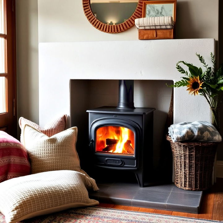 cozy textiles wood stove surround