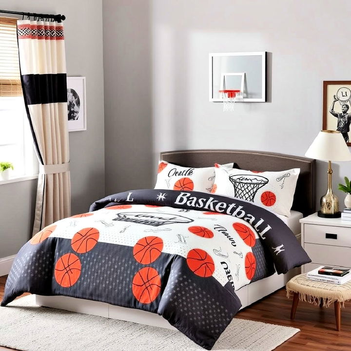 cozy yet personalized basketball themed bedding