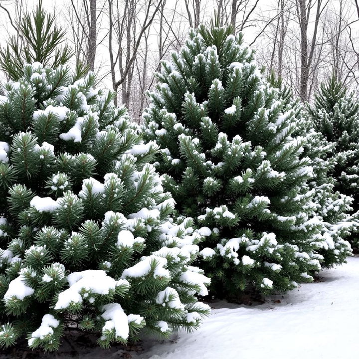 create a winter wonderland with snow tolerant pines