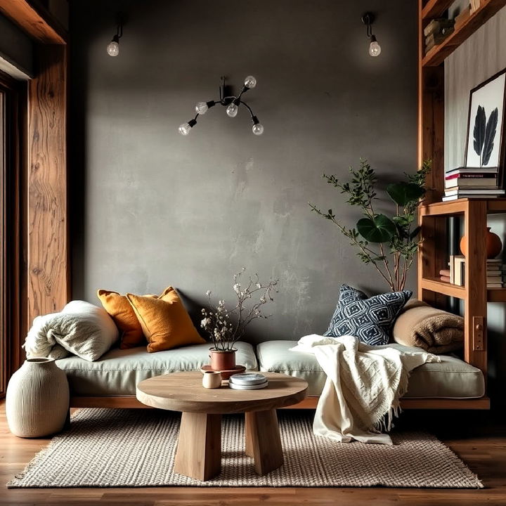 create cozy space in wabi sabi interior